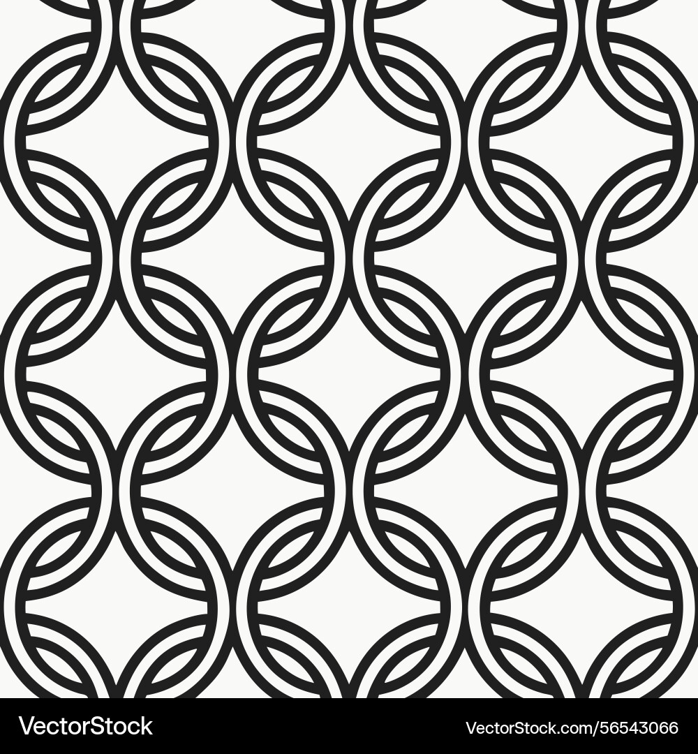 Seamless pattern interlocking circles black Vector Image
