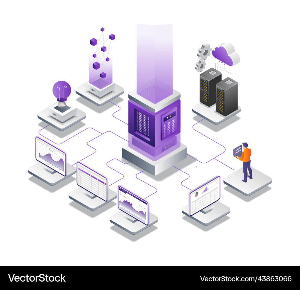 Server and hosting data analyst Server and hosting data analyst vector image