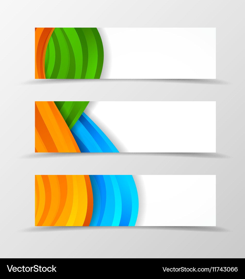 Set of header banner dynamic wave design vector image