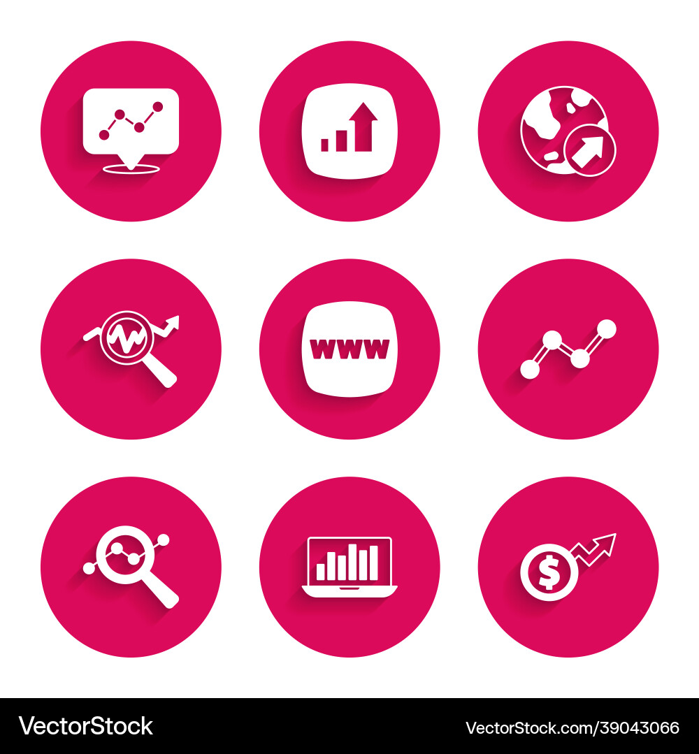 Set website template laptop with graph chart Set website template laptop with graph chart vector image