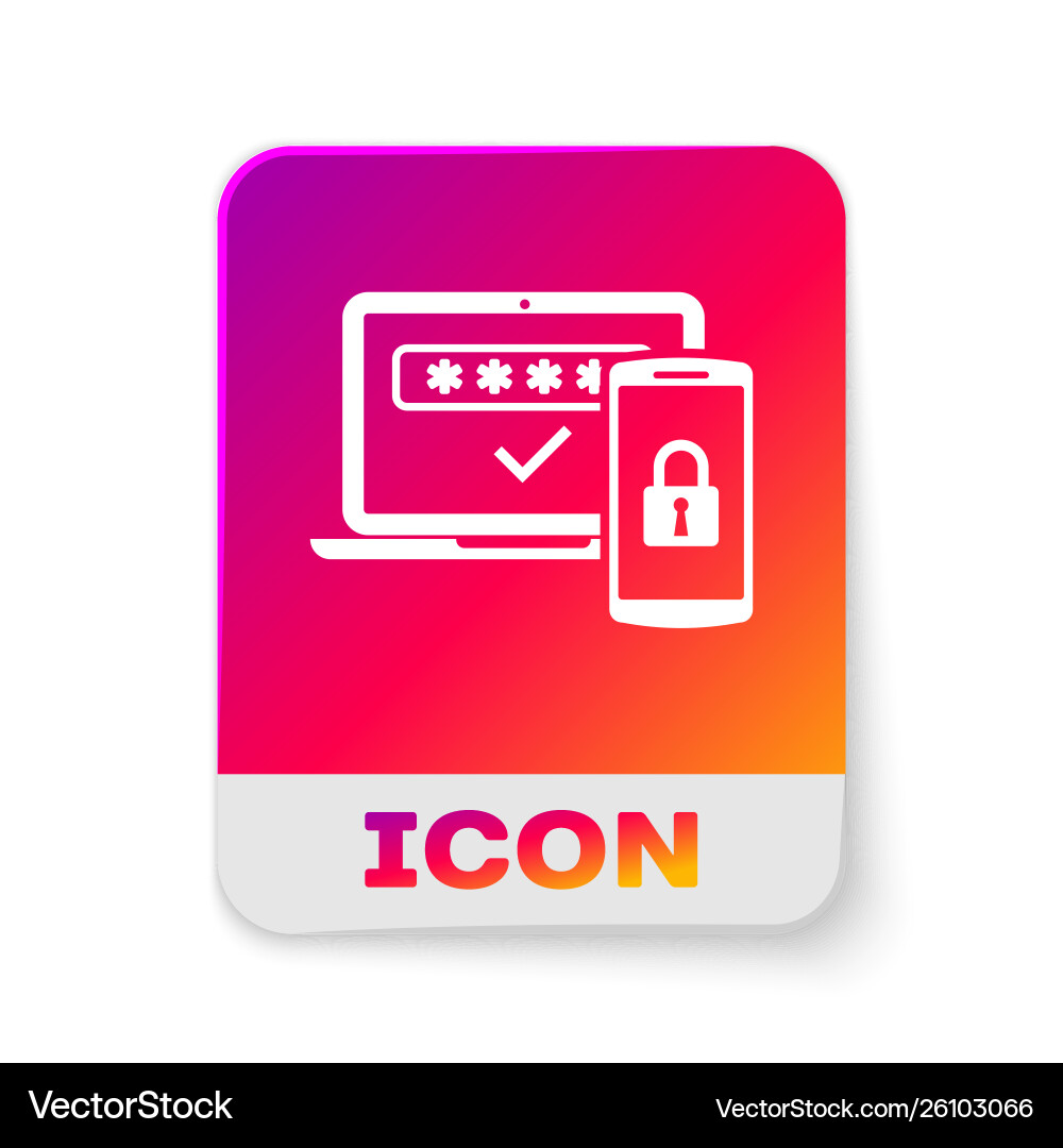 White multi factor two steps authentication icon White multi factor two steps authentication icon vector image