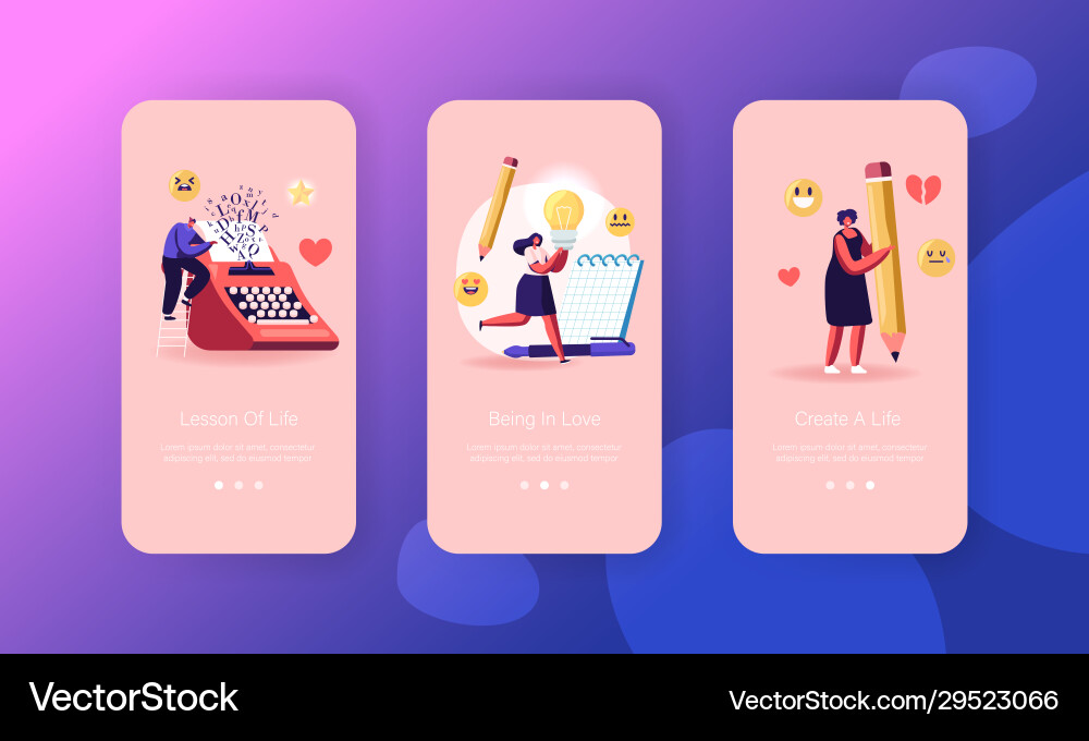 Writing App Onboarding Screens vector image