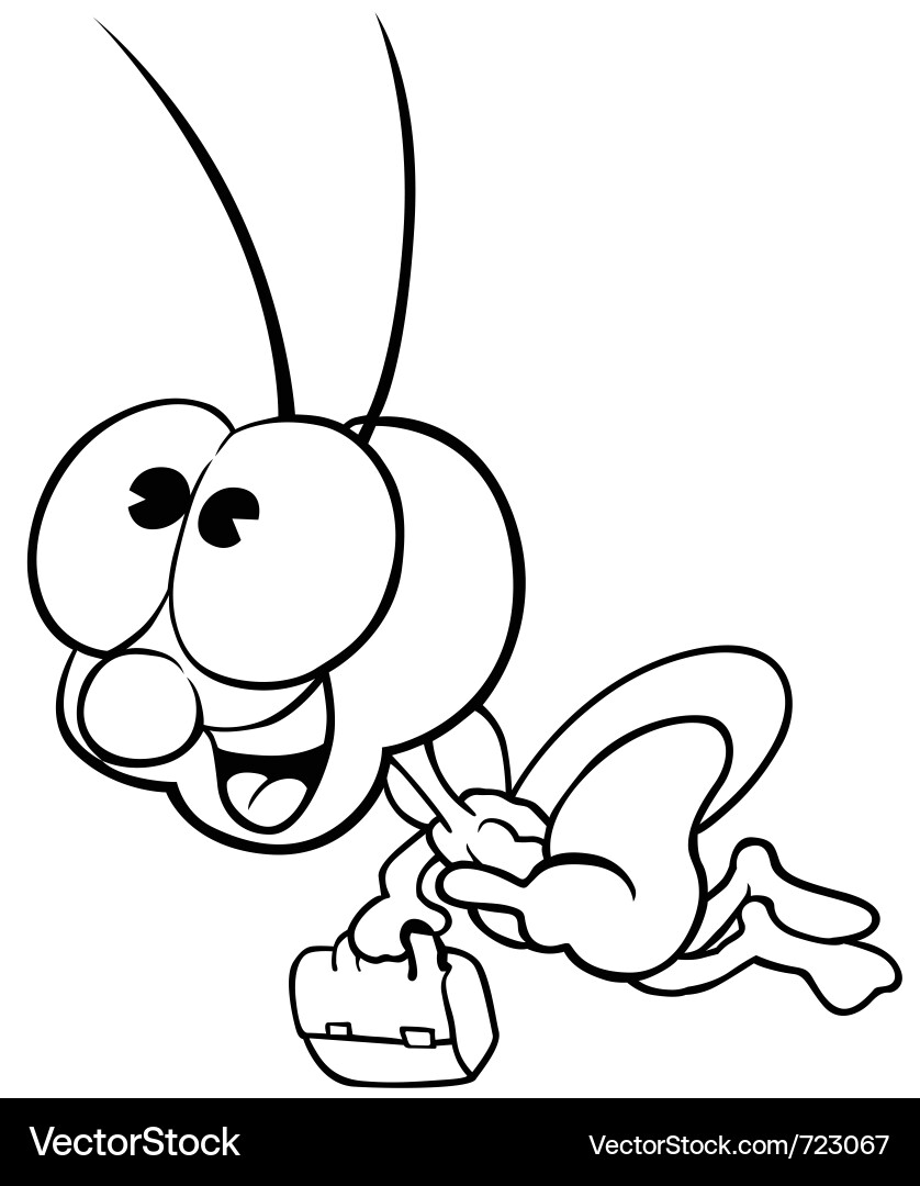 Cheerful Bug with Briefcase Vector Image