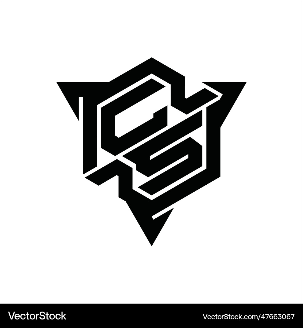 Cs logo monogram hexagon shape with triangle Cs logo monogram hexagon shape with triangle Vector Image