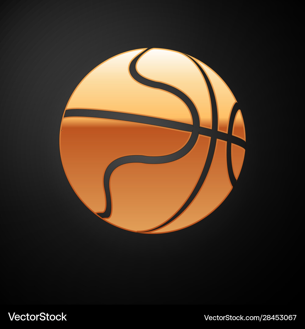 Gold Basketball Ball Ikone isoliert auf schwarz Gold Basketball Ball Ikone isoliert auf schwarz vektorbild