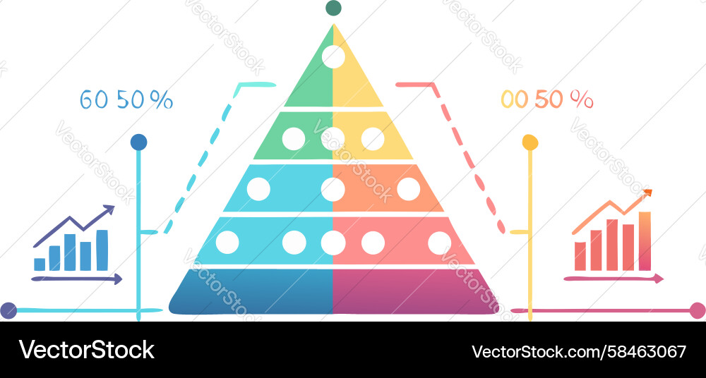 Hierarchical Data Pyramid Chart Vector Image