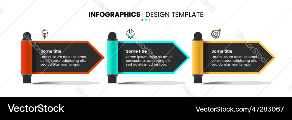 Infographic template 3 arrows in a row with text Infographic template 3 arrows in a row with text vector image
