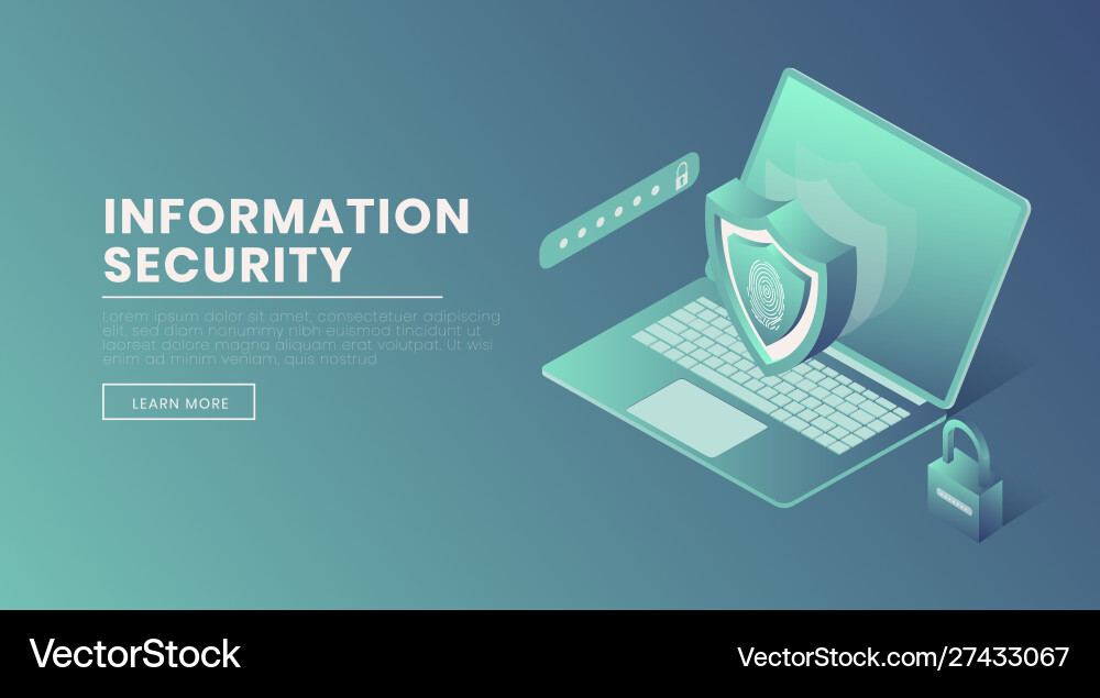 Information security landing page template Information security landing page template vector image