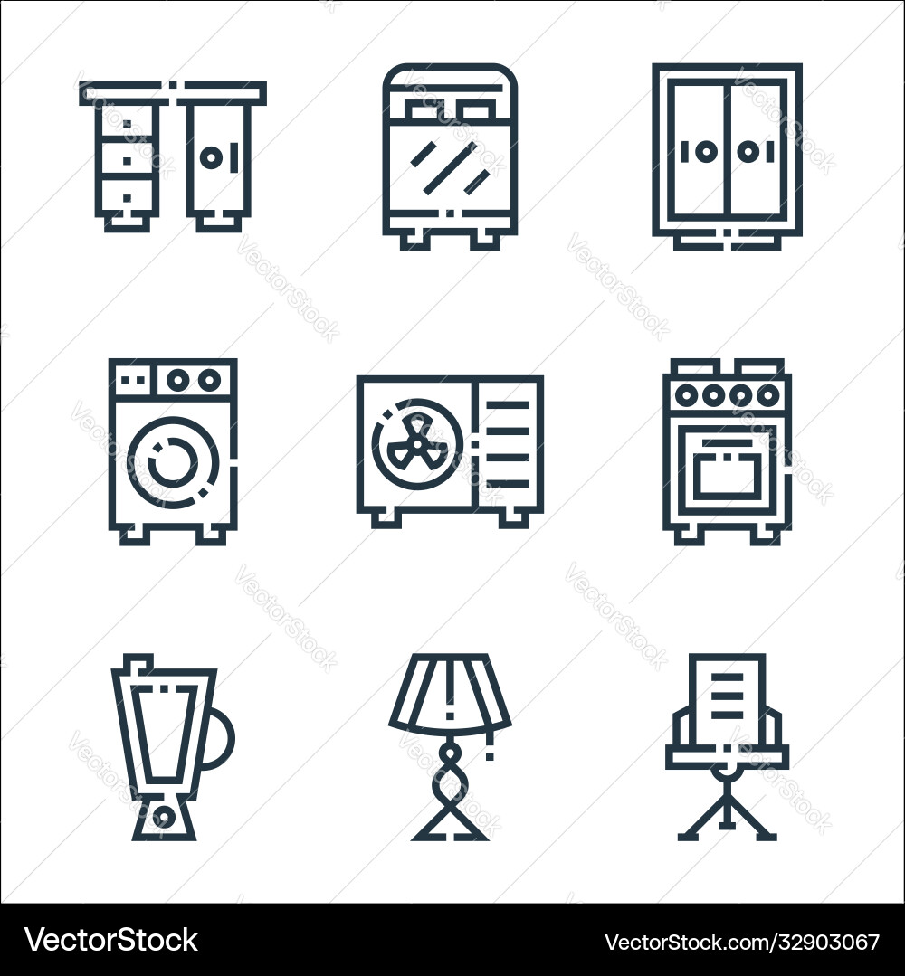 Inside home line icons linear set quality Inside home line icons linear set quality vector image