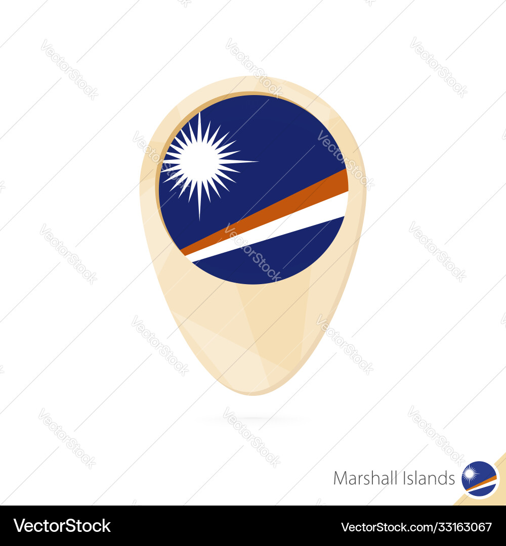 Map pointer with flag marshall islands orange vector image