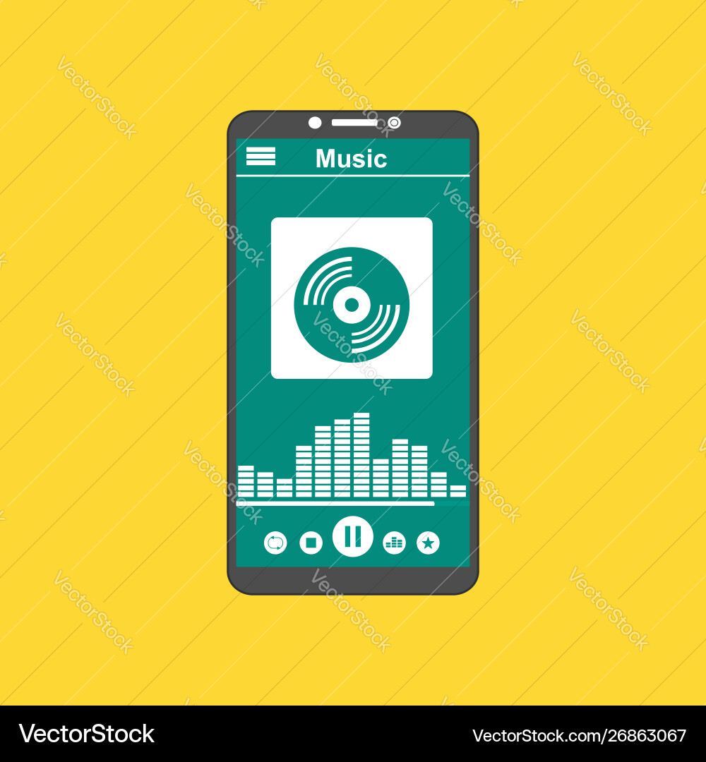 Media player application app template with flat Media player application app template with flat vector image
