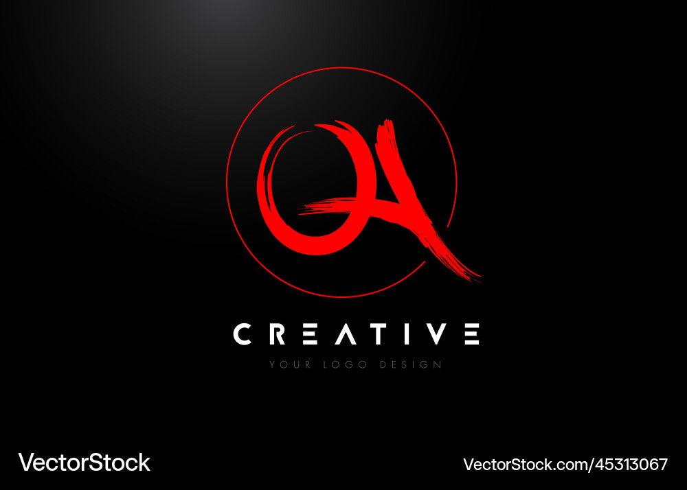Red qa brush letter logo design artistic Red qa brush letter logo design artistic Vector Image