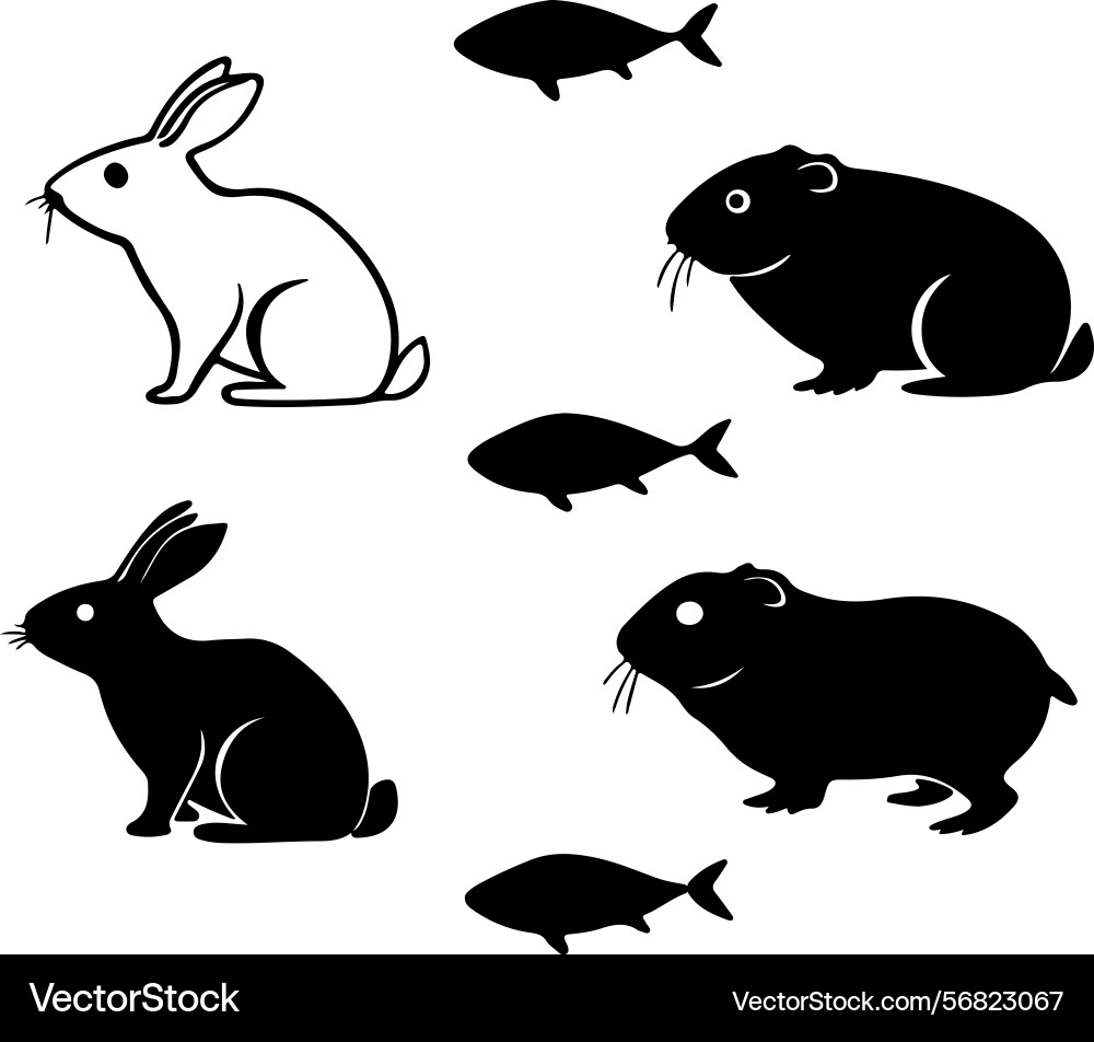 Repeating silhouette pattern of rabbit and hamster Vector Image