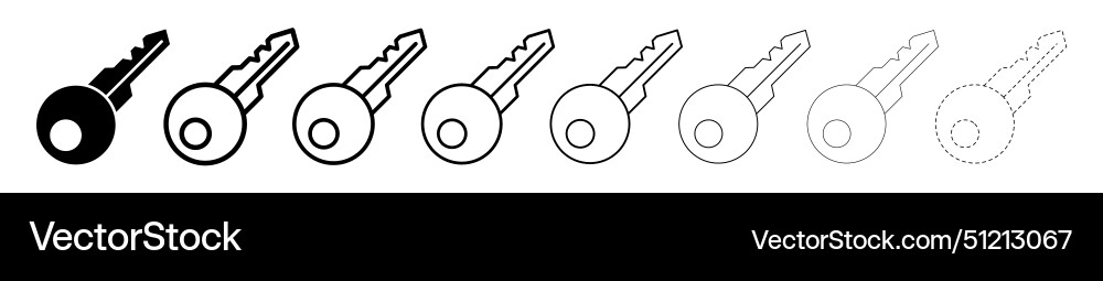 Set of key different line shapes thin design vector image