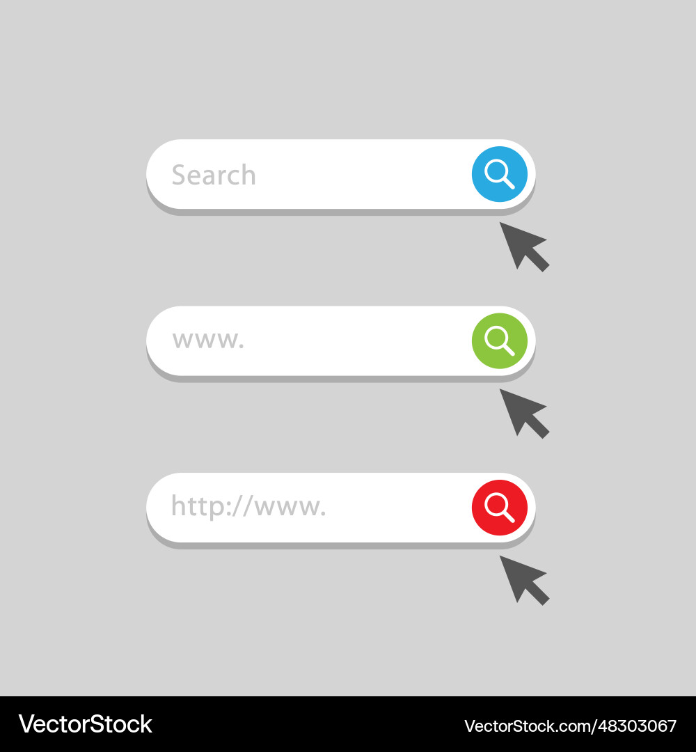 Website search bar with mouse cursor icon set vector image