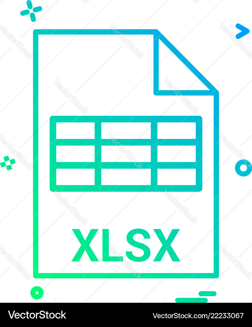 Xlsx file extension format icon design Xlsx file extension format icon design Vector Image