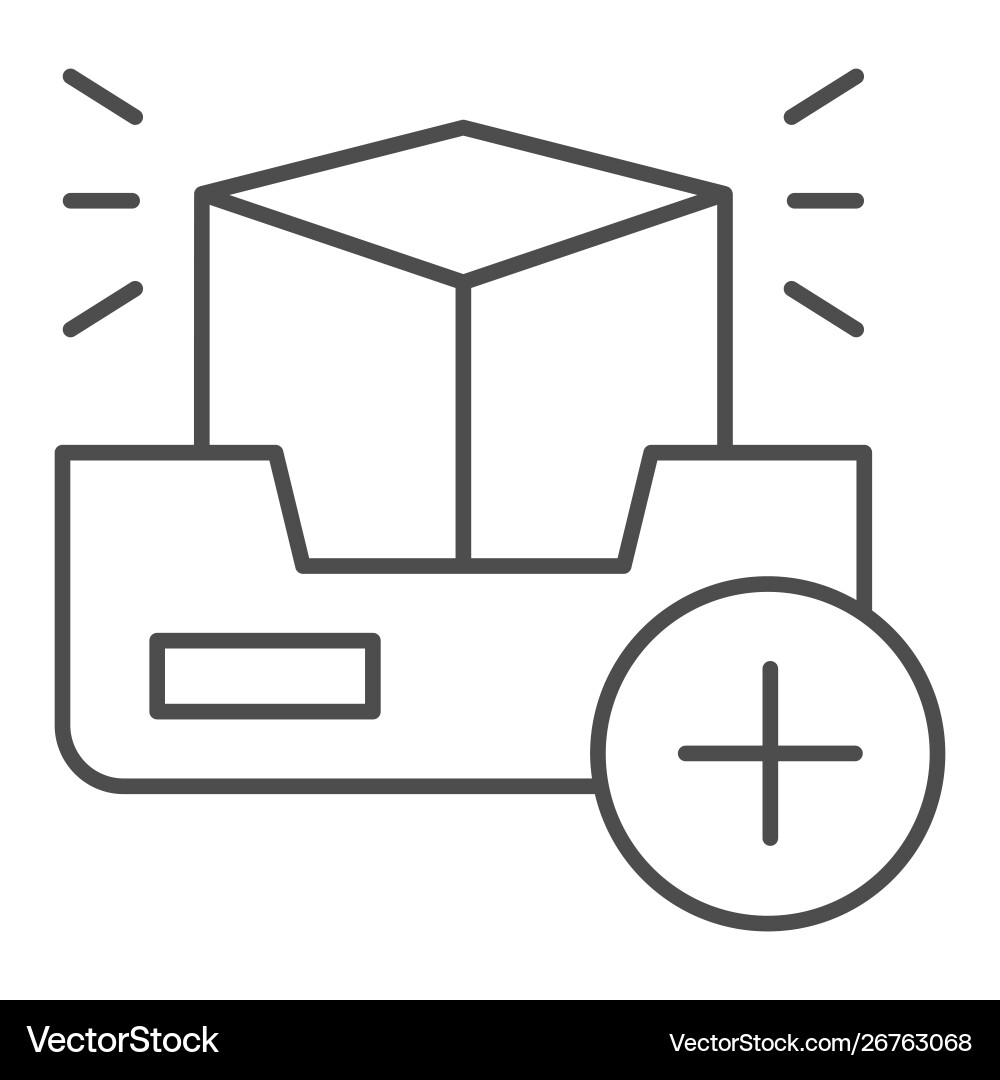 3d project thin line icon add modelling 3d project thin line icon add modelling vector image