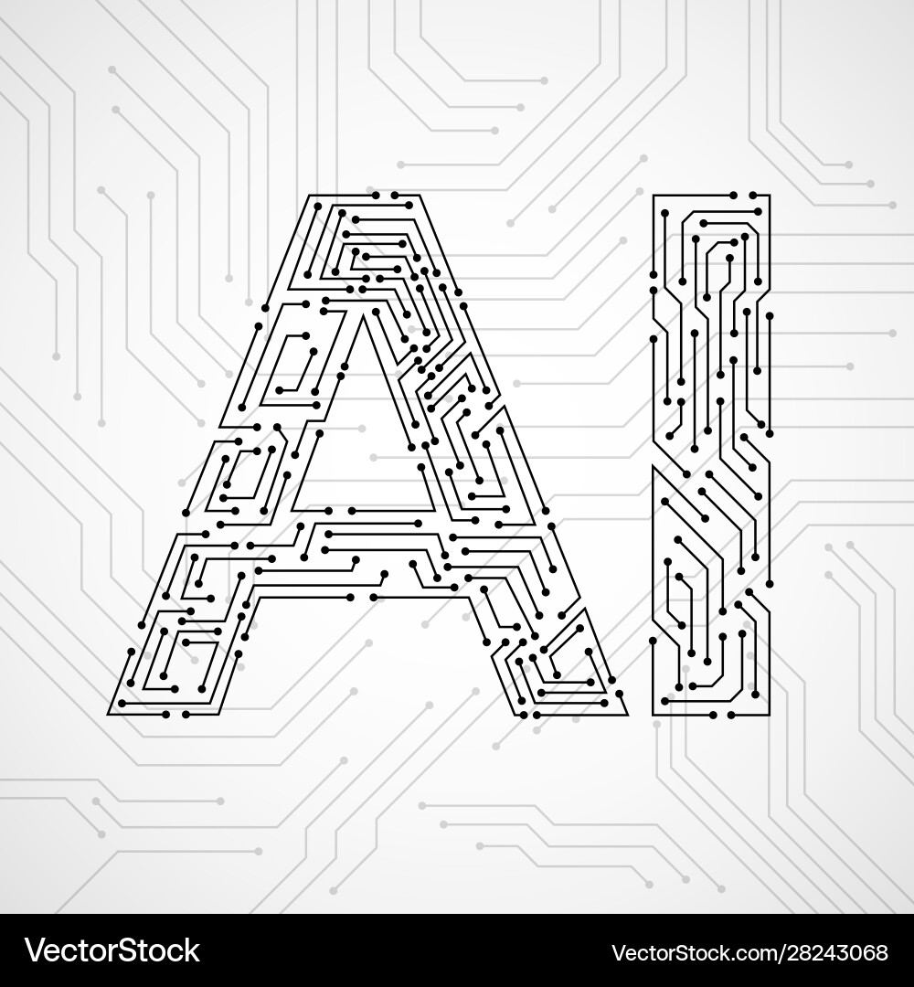 Artificial intelligence with circuit board vector image