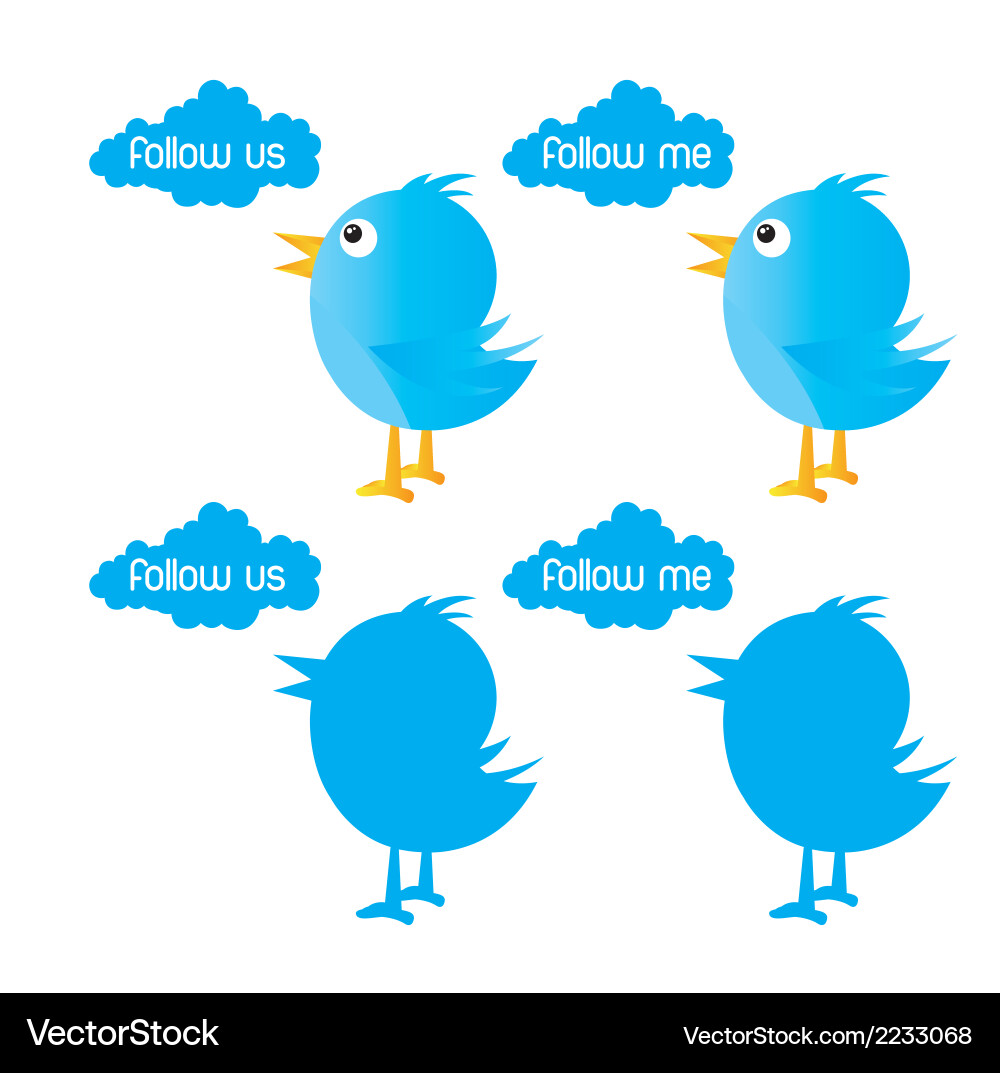 Bird symbol inviting follow over white background vector image