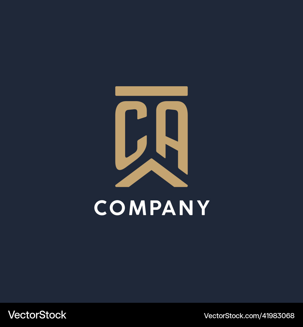 Ca initial monogram logo design in a rectangular Vector Image