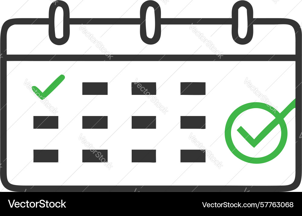 Calendar with multiple checkmarks icon for task vector image