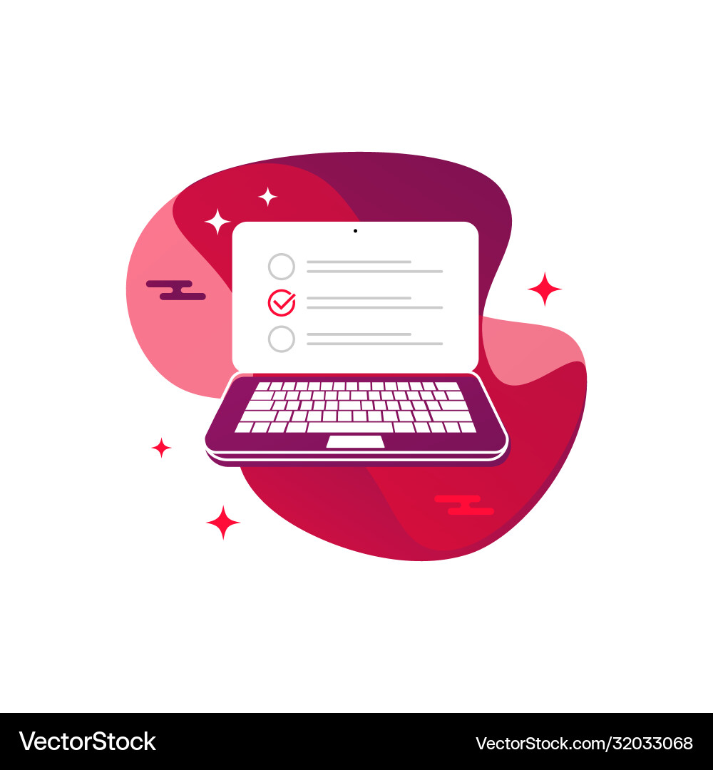 Checkboxes on laptop computer screen checklist Checkboxes on laptop computer screen checklist vector image