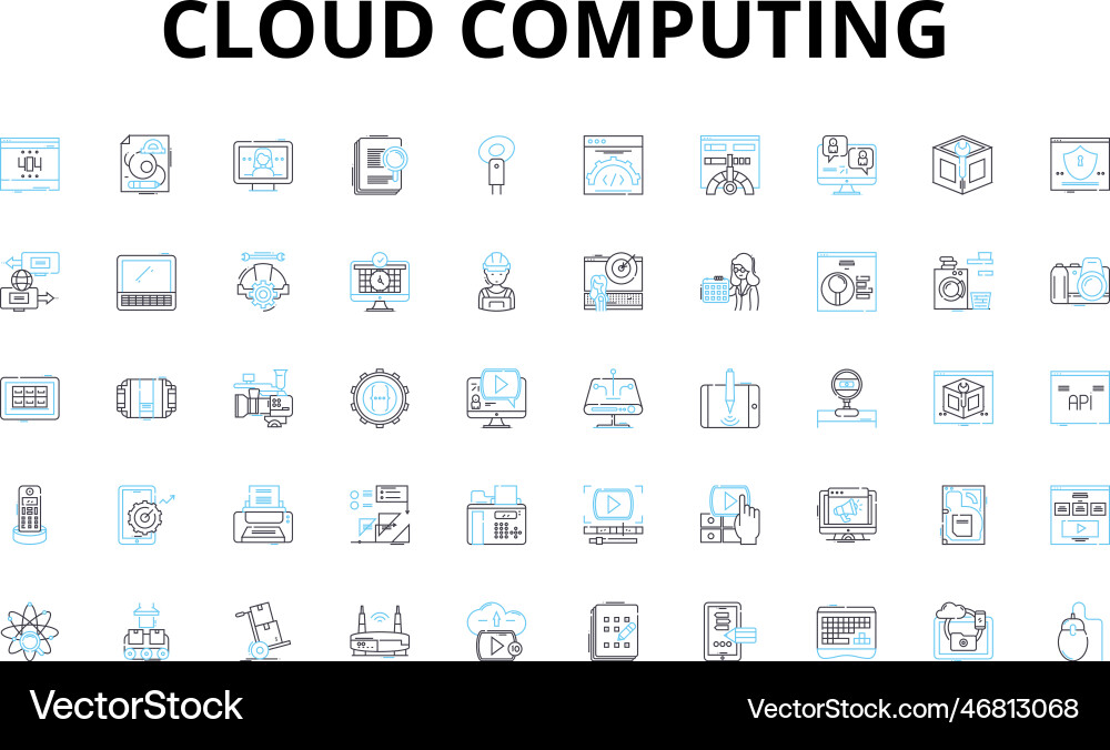 Cloud computing linear icons set storage Cloud computing linear icons set storage vector image