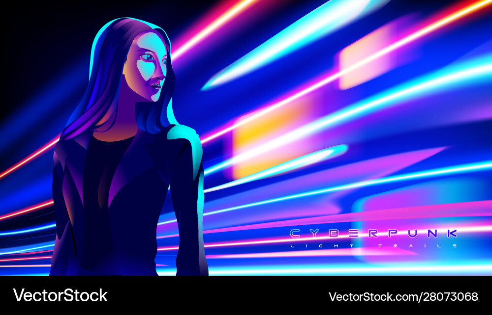 Cyberpunk Lichtwege Effekt Cyberpunk Lichtwege Effekt vektorbild