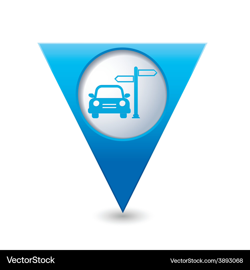 Direct car blue triangular map pointer Vector Image