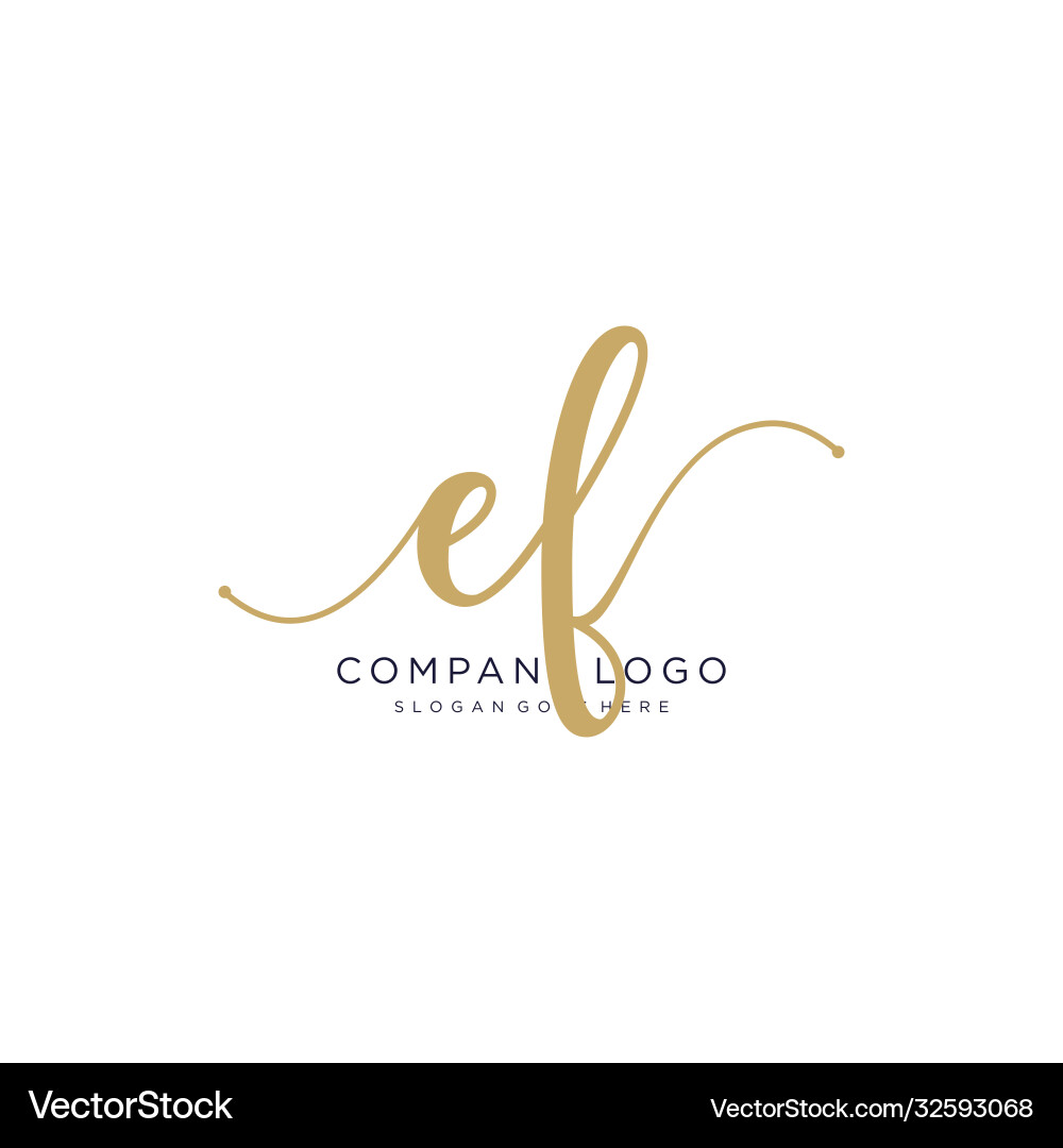 Ef initial handwriting logo design Royalty Free Vector Image