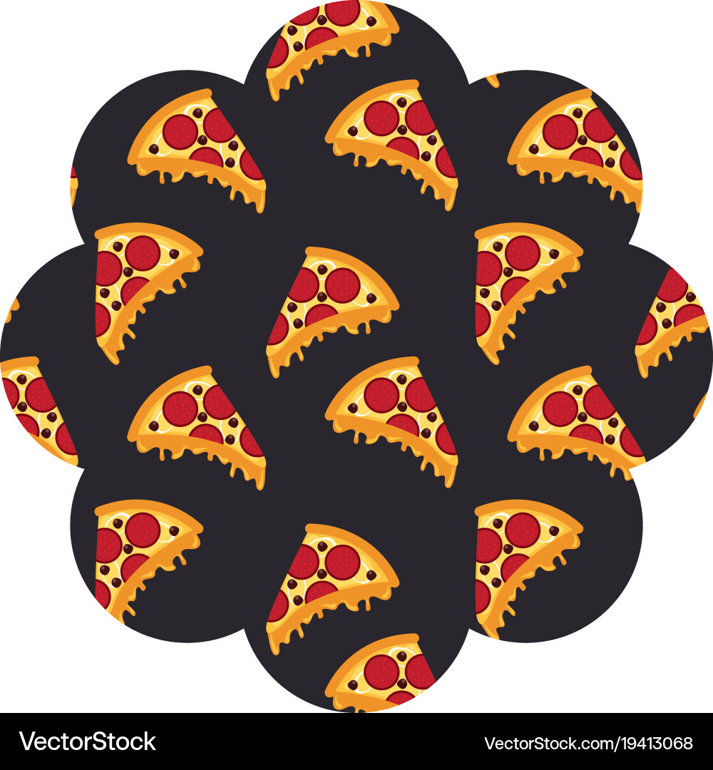 Frame with pizza pattern background Vector Image