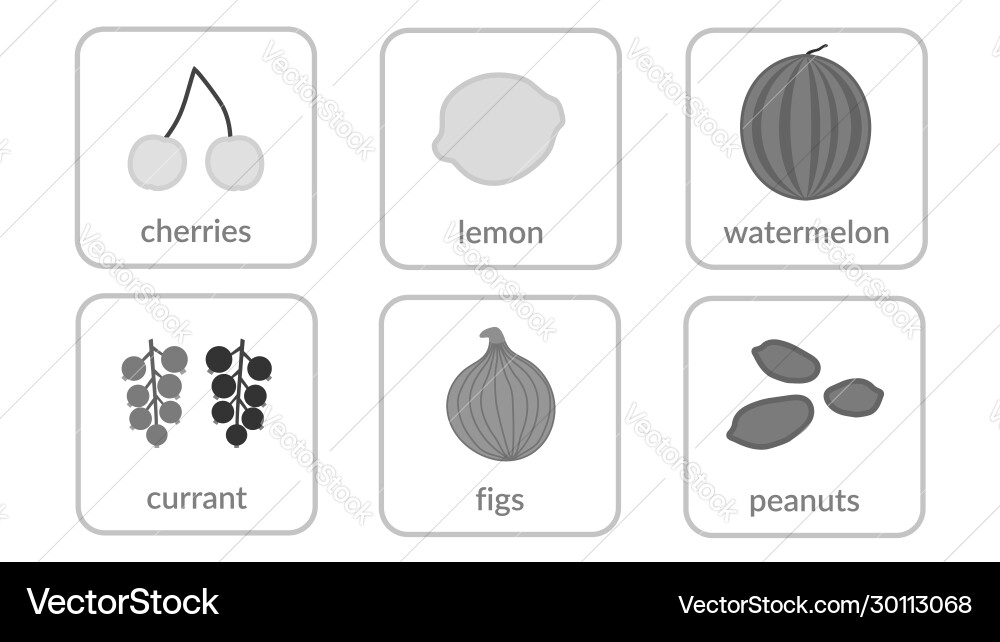 Fruits and berries objects icons set isolated vector image