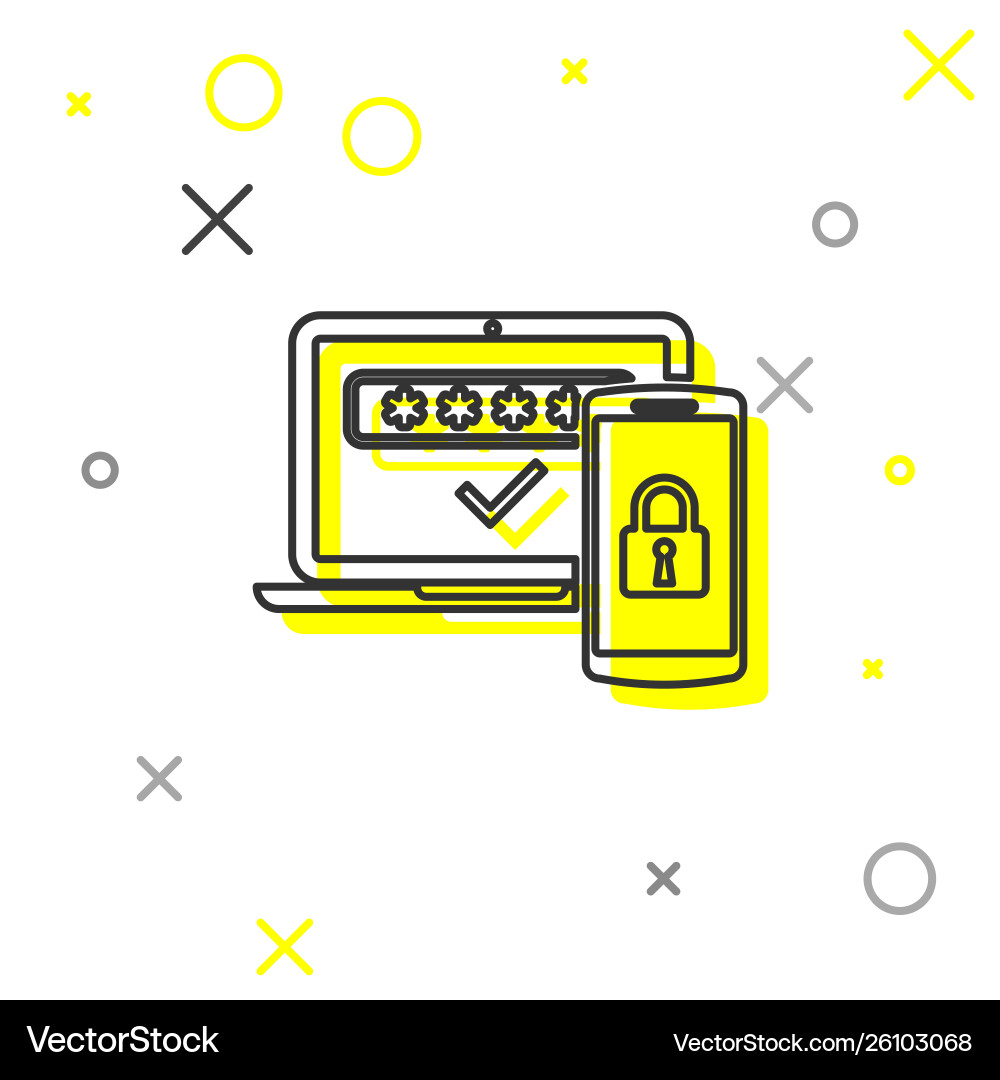 Grey multi factor two steps authentication line Grey multi factor two steps authentication line vector image