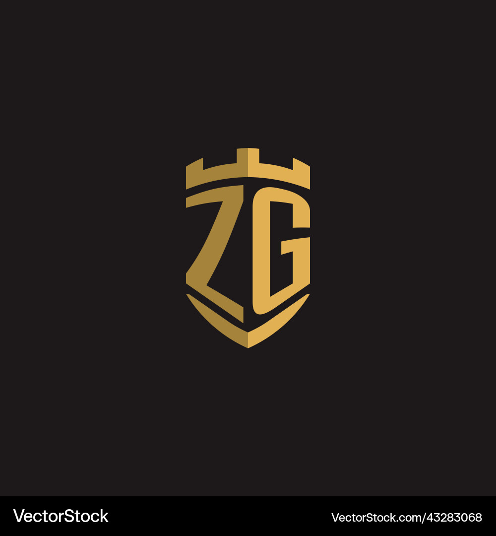 Initials zg logo monogram with shield style design Initials zg logo monogram with shield style design vector image