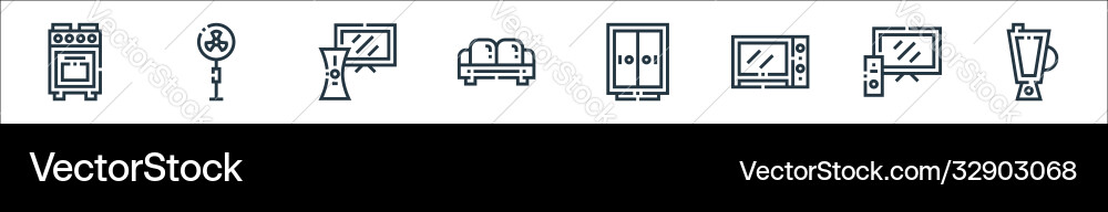 Inside home line icons linear set quality Inside home line icons linear set quality vector image