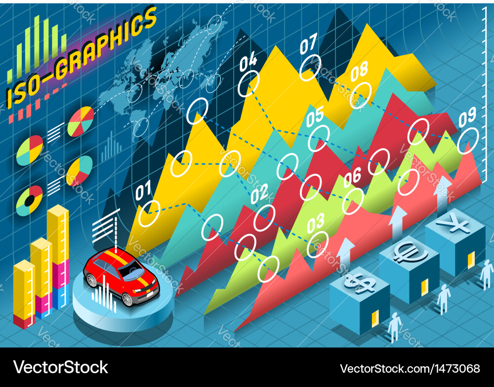 Isometric Infographic Elements - Business Data vector image