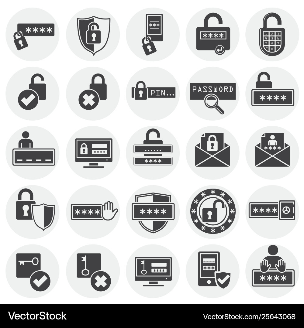 Password related icons set on background Password related icons set on background vector image