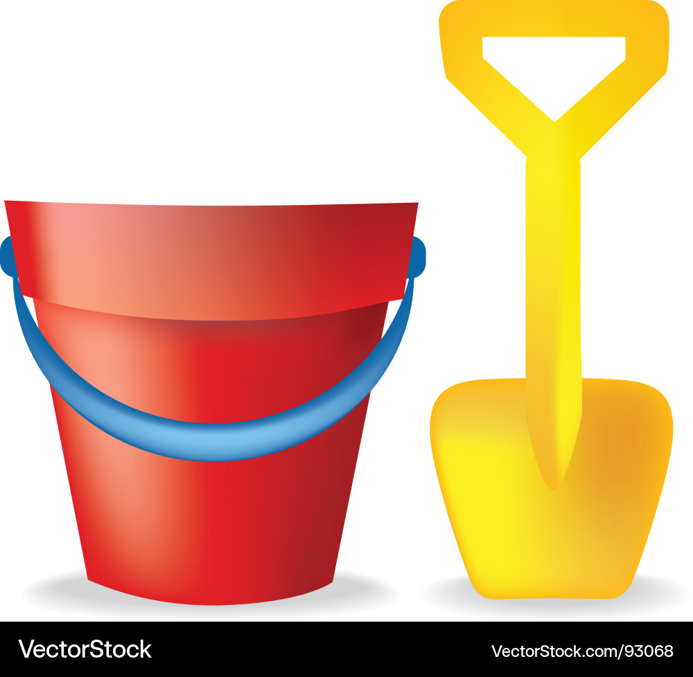 Red Bucket and Spade Vector Image