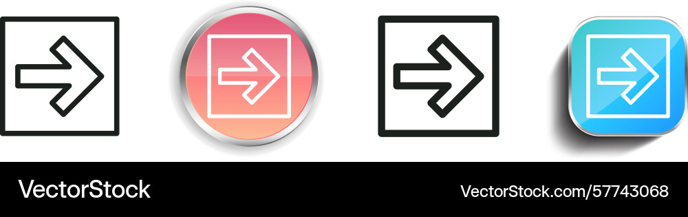 Right arrow icon thin linear regular and button Right arrow icon thin linear regular and button vector image