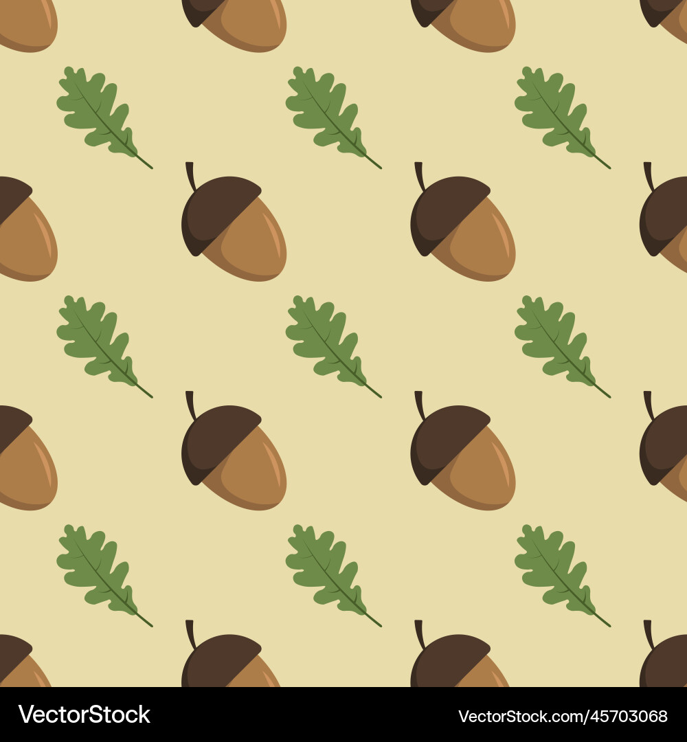 Seamless pattern with acorn and oak leaf Seamless pattern with acorn and oak leaf Vector Image