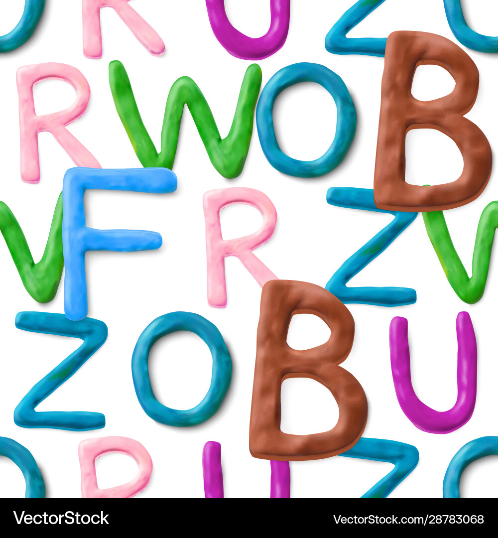 Seamless pattern with alphabet handmade modeling Vector Image