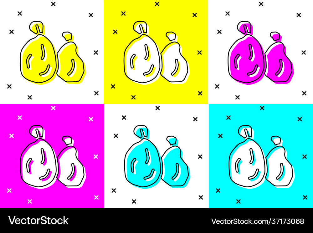 Set garbage bag icon isolated on color background Vector Image