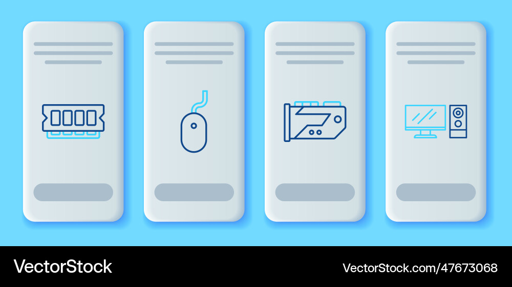 Set line computer mouse video graphic card ram Set line computer mouse video graphic card ram vector image