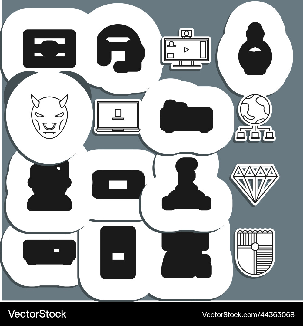 Set line shield for game diamond computer Vector Image