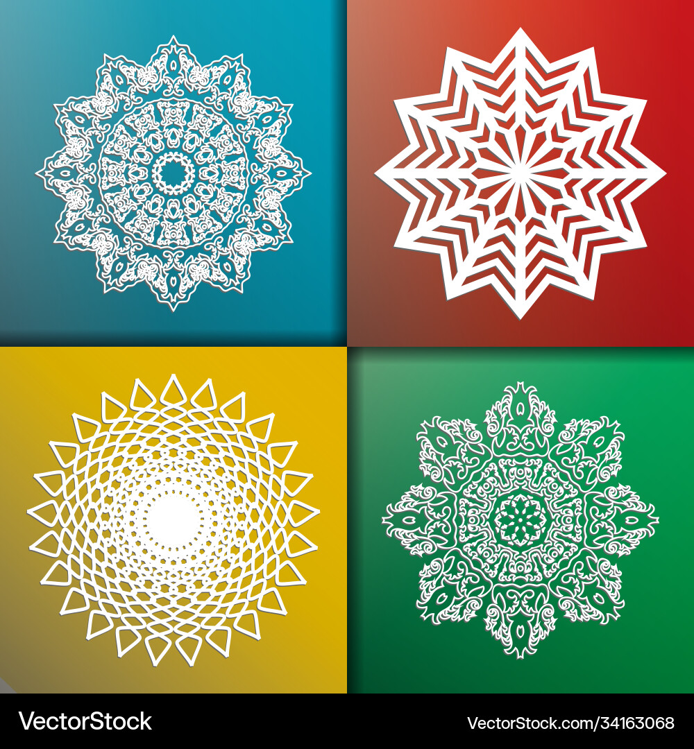 Set white circular abstract patterns round Set white circular abstract patterns round vector image