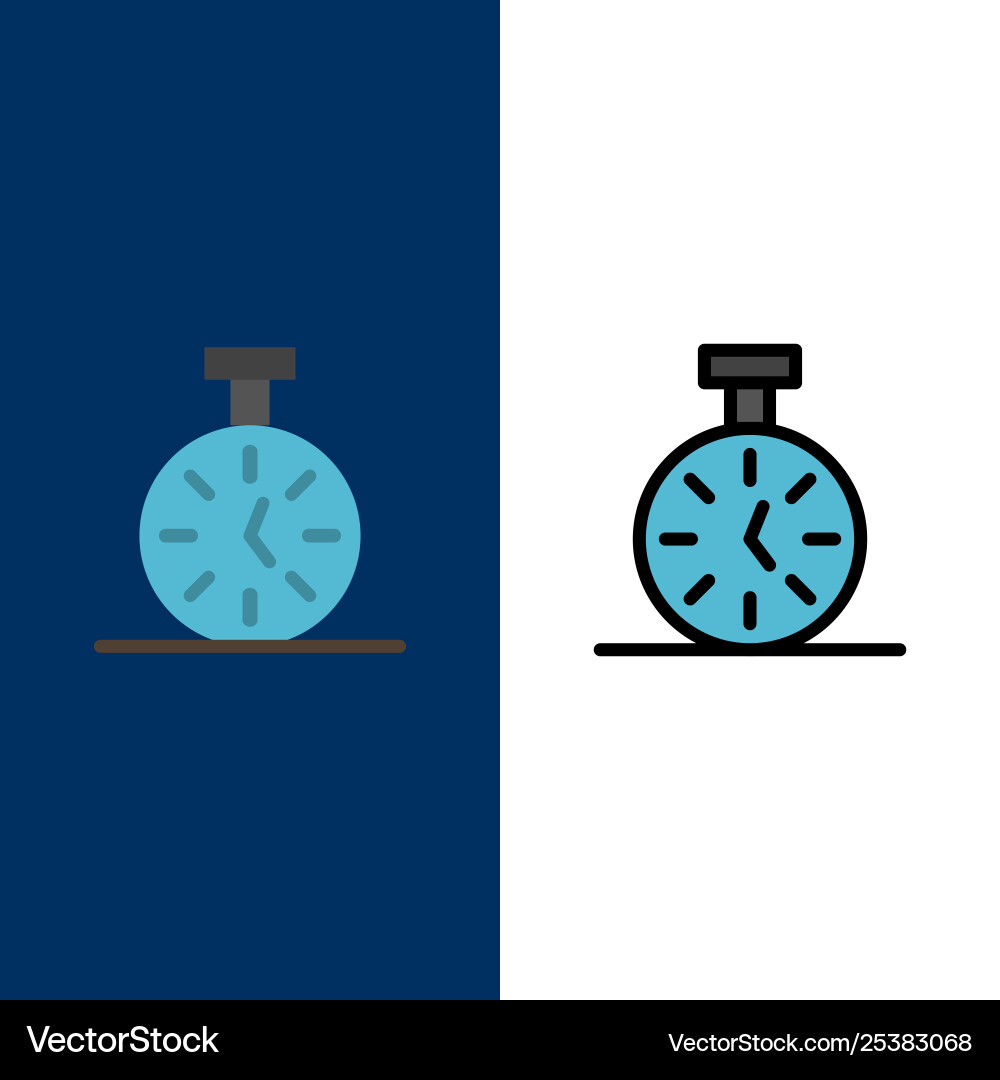 Stopwatch time timer count icons flat and line Stopwatch time timer count icons flat and line vector image