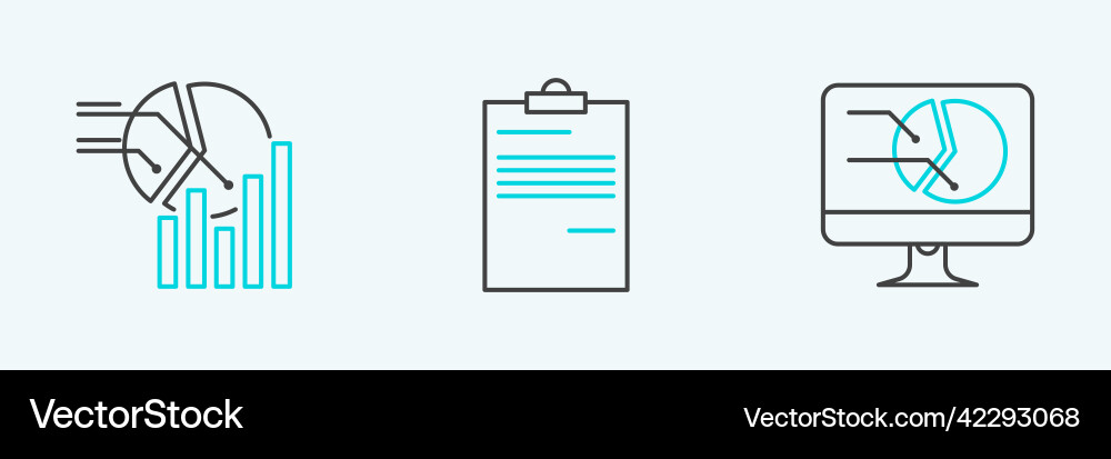 Zeilen-Computermonitor mit Diagramm-Diagramm-Pie einstellen vektorbild
