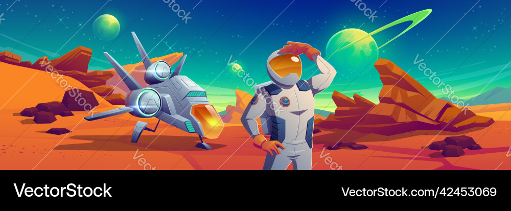 Astronaut on Mars vector image