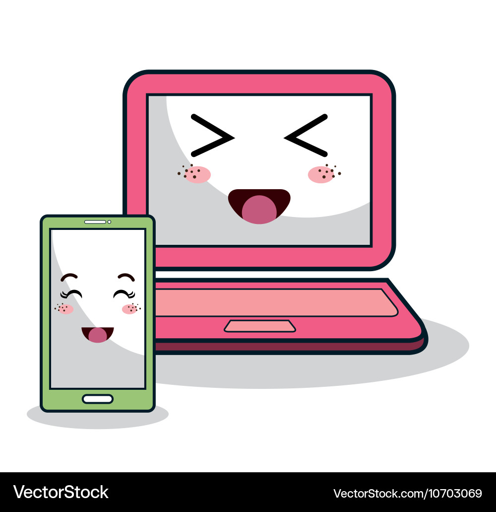 Cartoon laptop and smartphone technology digital Vector Image