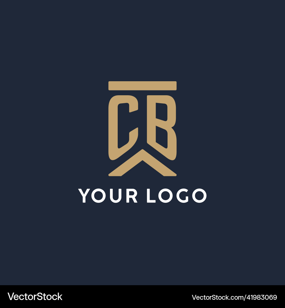 Cb initial monogram logo design in a rectangular Vector Image